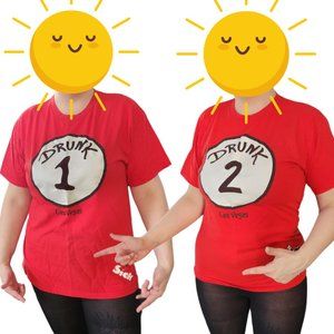 (DRUNK 2) - Drunk 1 and Drunk 2 Dr Suess Parody Short Sleeve Tees